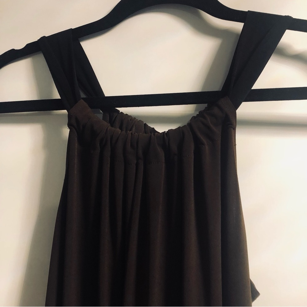 London Times Size 8 Dark Chocolate & Black  Halter Knit Dress - Picture 6 of 13